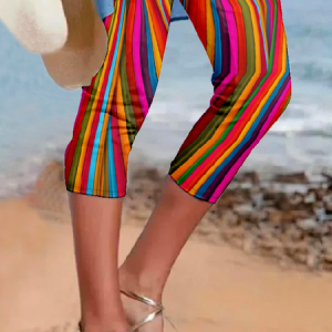 Regular Fit Casual Striped Leggings, Leggings, Lilicloth.com