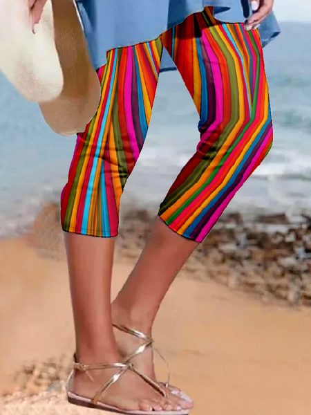 Regular Fit Casual Striped Leggings, Leggings, Lilicloth.com
