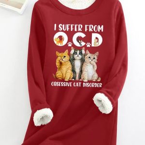 I Suffer From Ocd Obsessive Cat Disorder Women's Warmth Fleece Sweatshirt, Hoodies&Sweatshirts, Lilicloth.com