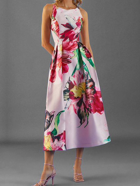 Regular Fit Elegant Others Sleeveless Midi Dress, Midi Dresses, color:As Picture|size:XXL, Stylewe