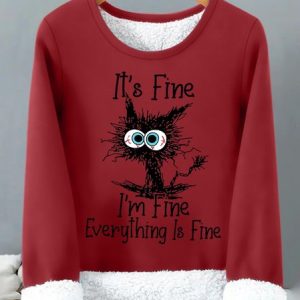 Women's Funny I'm Fine Casual Crew Neck Sweatshirt, Hoodies&Sweatshirts, Lilicloth.com