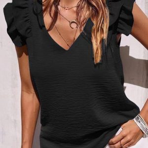 Ruffled Sleeves Casual Regular Fit Shirt, Blouses & Shirts, Roselinlin - Online Catalog