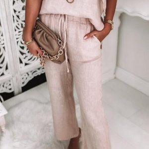 Plain Daily Pocket Stitching Casual Linen Pants, Pants, color:As Picture|size:XXL, Stylewe