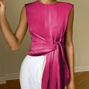 Crew Neck Casual Plain Loose Tank Top, Tanks and Camis, color:Rose Red|size:XXL, Stylewe