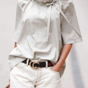 Stand Collar Plain Urban Loose Shirt, Blouses and Shirts, color:As Picture|size:XXL, Stylewe
