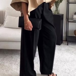 Urban Plain High Waist  Fashion Wide leg  Pants, Pants, color:Black|size:XXL, Stylewe