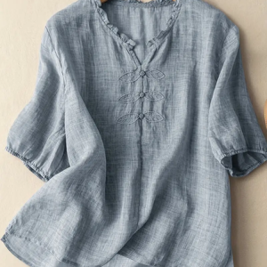 Lotus Leaf Collar Casual Plain Blouse, Blouses & Shirts, Roselinlin - Online Catalog