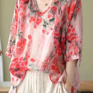 Loose Crew Neck Casual Shirt, Blouses & Shirts, Roselinlin - Online Catalog
