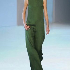 Notched Plain Urban Regular Fit Sleeveless Jumpsuit, Jumpsuits, color:Green|size:XXL, Stylewe