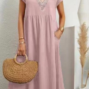 V Neck Casual Dress With No, Maxi Dresses, Roselinlin - Online Catalog