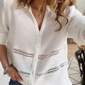 Plain Shirt Collar Blouse, Blouses & Shirts, Roselinlin - Online Catalog