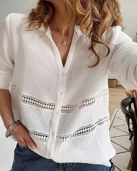 Plain Shirt Collar Blouse, Blouses & Shirts, Roselinlin - Online Catalog