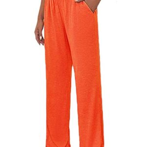 Casual Plain Long Elastic Waist Pocket Stitching Pant, Pants, color:Orange Red|size:XXL, catalog Noracora shop