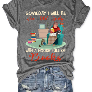 Someday I Will Be An Old Lady With A House Full Of Books Book Lovers Gift Women's V-neck T-shirt, T-shirts, Lilicloth.com