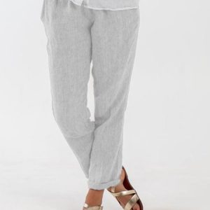 Linen Casual Plain Pants, Pants, Roselinlin - Online Catalog