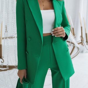 Urban Plain Regular Fit Lapel Collar  Blazer, Blazers, color:Green|size:XXL, Stylewe