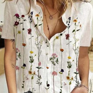 Short Sleeve Shirt Collar Casual Top, Blouses & Shirts, Roselinlin - Online Catalog