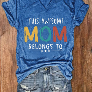 Women's This Awesome Mom Belongs To Printed T-Shirt, T-shirts, Lilicloth.com