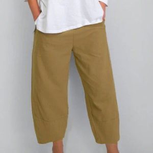 Women's Linen Pants Chinos Pants Trousers Ankle-Length Cotton Side Pockets Baggy Mid Waist Fashion Casual Weekend, Pants, Roselinlin - Online Catalog