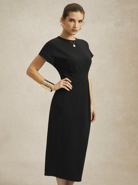 Better Basics Cinched Waist Wrap Dress, Midi Dresses, color:Red|size:XXL, Stylewe
