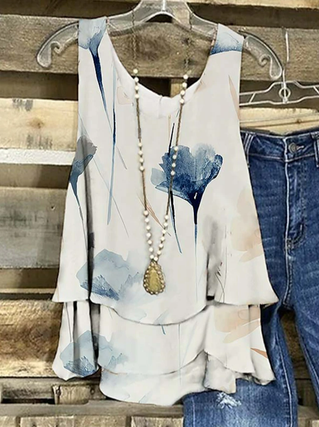 Women's Sleeveless Tank Top Camisole Summer Floral Crew Neck Daily Going Out Casual Top Apricot, JustFashionNow Tanks & Camis, color:Apricot|size:XXL,