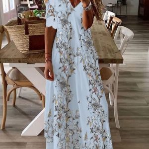 Vacation Butterfly Floral Regular Fit Dress, Maxi Dresses, Roselinlin - Online Catalog