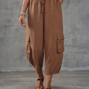 Cotton Casual Loose Plain Pants, Pants, Roselinlin - Online Catalog