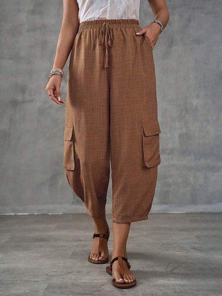 Cotton Casual Loose Plain Pants, Pants, Roselinlin - Online Catalog