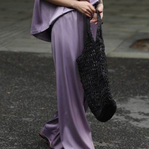 Daily Satin Urban Regular Fit Fashion Pants, Pants, color:Purple|size:XL, Stylewe