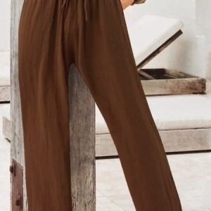 Casual Plain Long Pant, Pants, color:Coffee|size:5XL, catalog Noracora shop