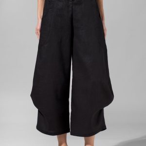 Women Flared Leg Pockets Crop Pants, Pants, Roselinlin - Online Catalog