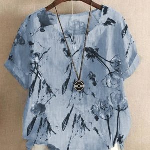 Short Sleeve Crew Neck Casual Top, Blouses & Shirts, Roselinlin - Online Catalog