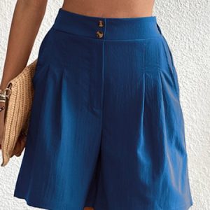 Casual Plain Natural Shorts, Shorts, color:Blue|size:XL, catalog Noracora shop