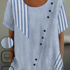 Casual Striped Shirt, Blouses & Shirts, Roselinlin - Online Catalog