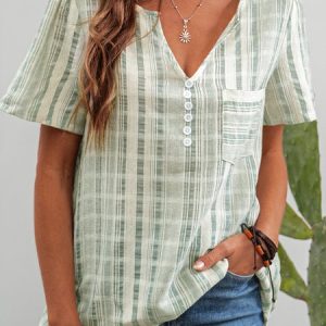 V Neck Checkered/plaid Vintage Tops, Blouses & Shirts, Roselinlin - Online Catalog
