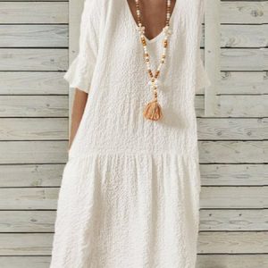 Casual Short Sleeve Solid Women Dress, Midi Dresses, Roselinlin - Online Catalog