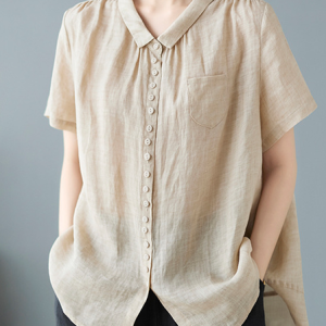 Simple Shirt Collar Loose Linen Blouse, Blouses & Shirts, Roselinlin - Online Catalog