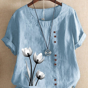 Casual Floral Crew Neck Loose Blouse, Blouses & Shirts, Roselinlin - Online Catalog