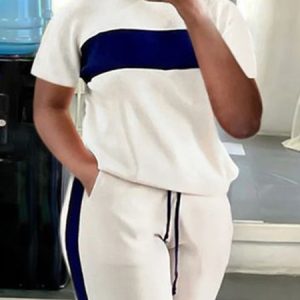 Loose Casual Crew Neck T-Shirt, Tees, color:Off White|size:XXL, Stylewe