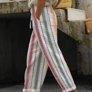 Loose Casual Color Block Pants, Pants, Roselinlin - Online Catalog