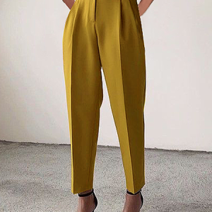 Regular Fit Casual Plain Long Pants Straight pants, Pants, color:Yellow|size:XXL, Stylewe