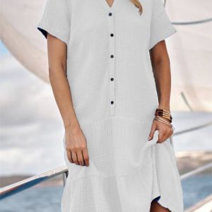 Loose Plain Casual Dress With No, Midi Dresses, Roselinlin - Online Catalog