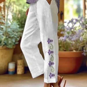Pocket Stitching Cotton Casual Pants, Pants, Roselinlin - Online Catalog