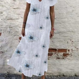 New Women Chic Vintage Boho Holiday Casual Short Sleeve Basic Women Dress, Maxi Dresses, Roselinlin - Online Catalog