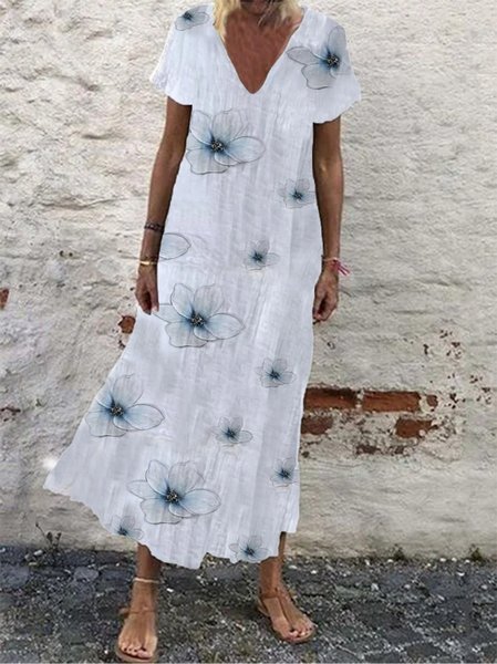 New Women Chic Vintage Boho Holiday Casual Short Sleeve Basic Women Dress, Maxi Dresses, Roselinlin - Online Catalog