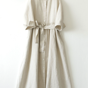Simple Plain Shirt Collar Dress With Belt, Maxi Dresses, Roselinlin - Online Catalog