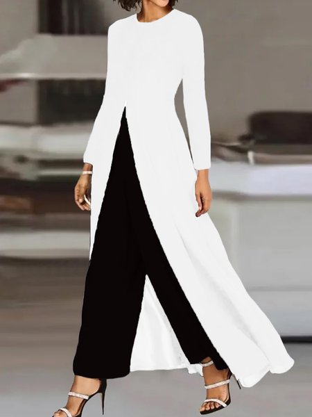 Women's Jersey Plain Daily Going Out Two Piece Set Long Sleeve Casual Spring/Fall Top With Pants Matching Set, JustFashionNow Suit Set, color:White|size:XXL,