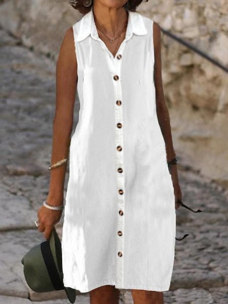 Plain Loose Cotton Casual Dress With No, Midi Dresses, Roselinlin - Online Catalog