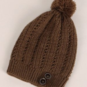 Casual Retro Twist Pattern Woolen Beanie Hat Autumn Winter Warm Accessories, Hats, Lilicloth.com