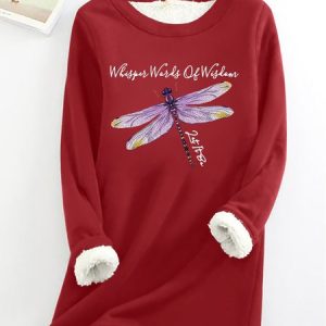 Women's Dragonfly  Warmth Fleece Sweatshirt, Hoodies&Sweatshirts, Lilicloth.com
